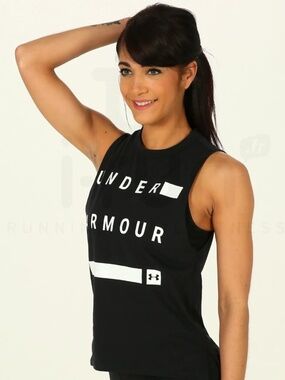 Under Armour Linear Wordmark Muscle Tank Black XS Rare Gym Workout Top